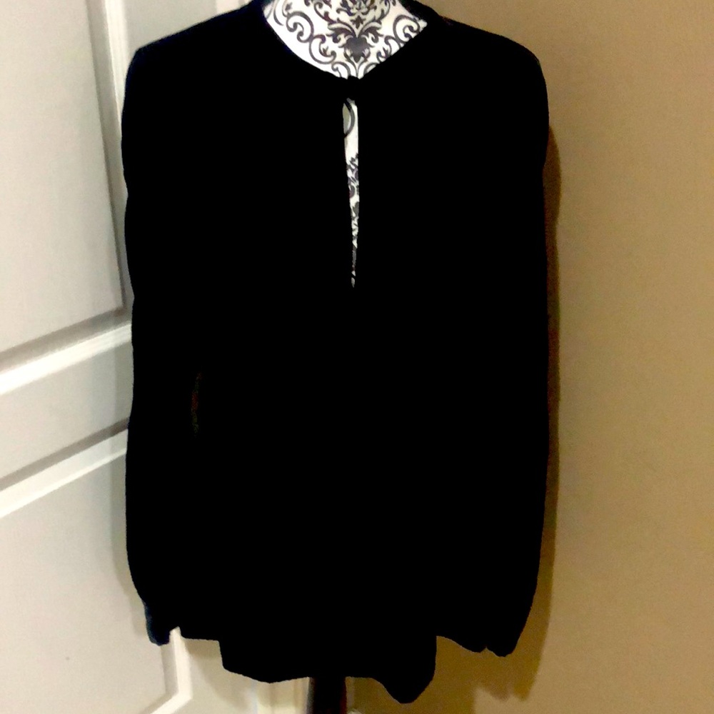 Ralph Lauren black velvet tie neck blouse